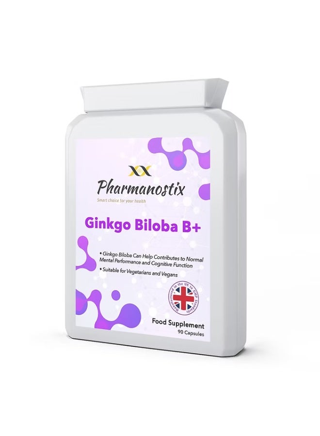 Ginkgo Biloba B+ | 2000 mg Extract + B-Vitamin Complex – 90 Vegan Capsules
